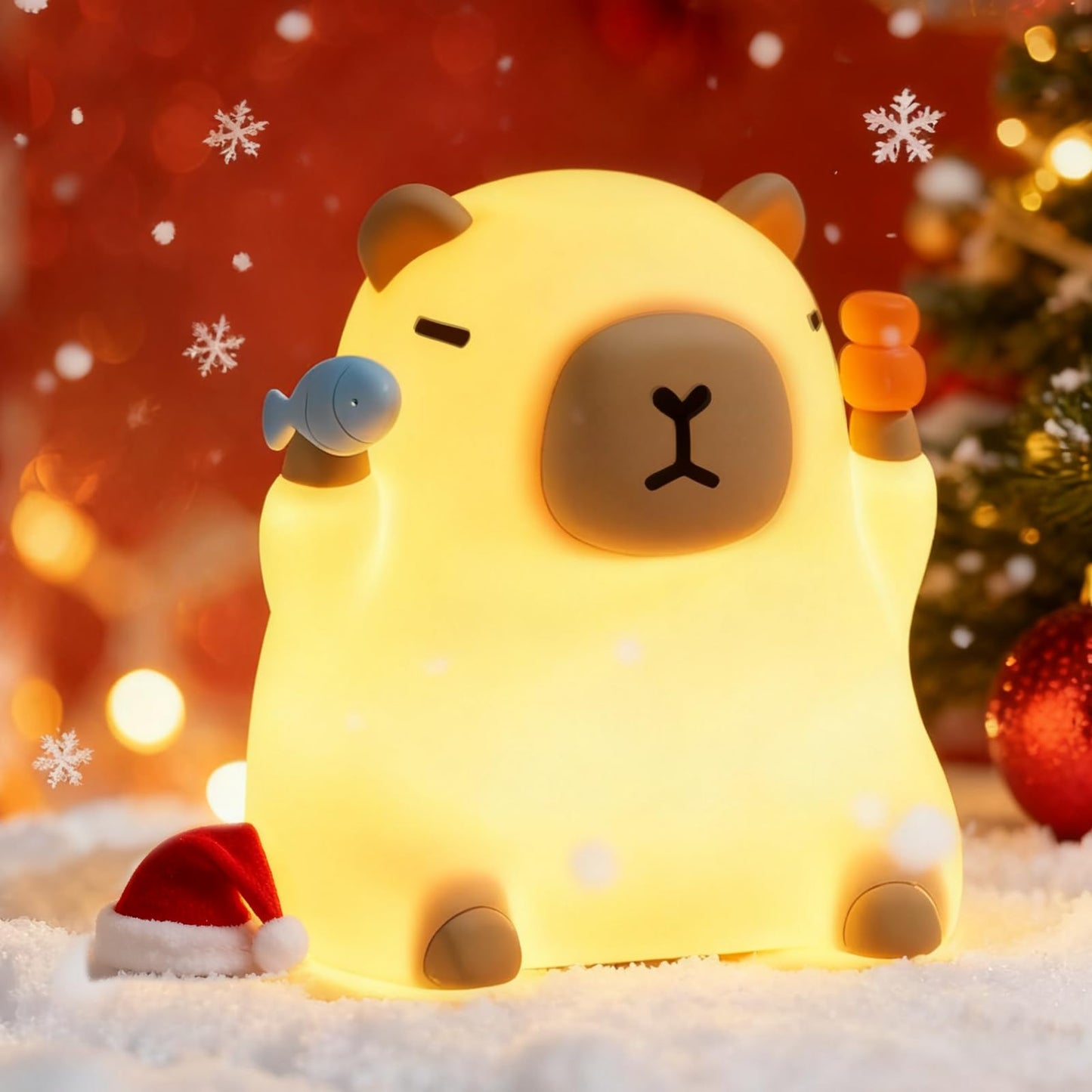NesveCit Capybara Night Light for Kids, Capybara Squishy Lamp, 3 Level Dimmable Nursery Nightlight with Timer, Rechargeable Cute