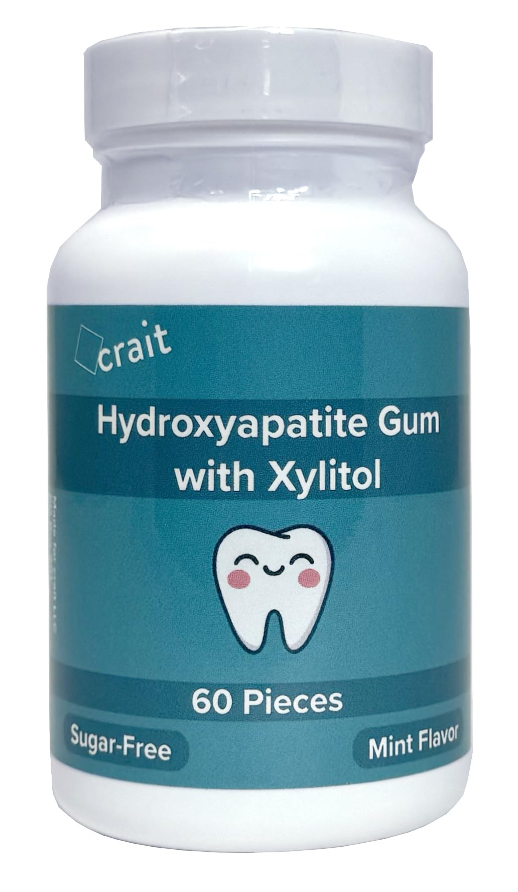 crait Hydroxyapatite Gum Remineralizing Gum with Non-Nano Hydroxyapatite and Xylitol 70mg HA Per Piece Sugar-Free Mint Chewing Gum for Fresh Breath Bad Breath Treatment 60 Pieces