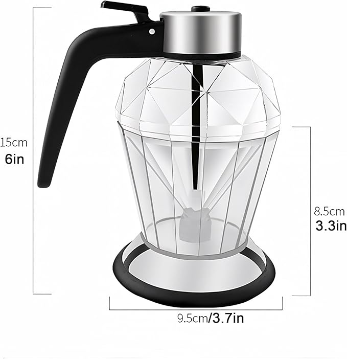 Honey Dispenser:Glass Honey Dispenser No Drip,Honey Jars with Dipper,Honey Pot with Stand,Stylish Honeycomb Design,Suitable for Honey, Syrup, Soy Sauce and Vinegar,200ml/7oz