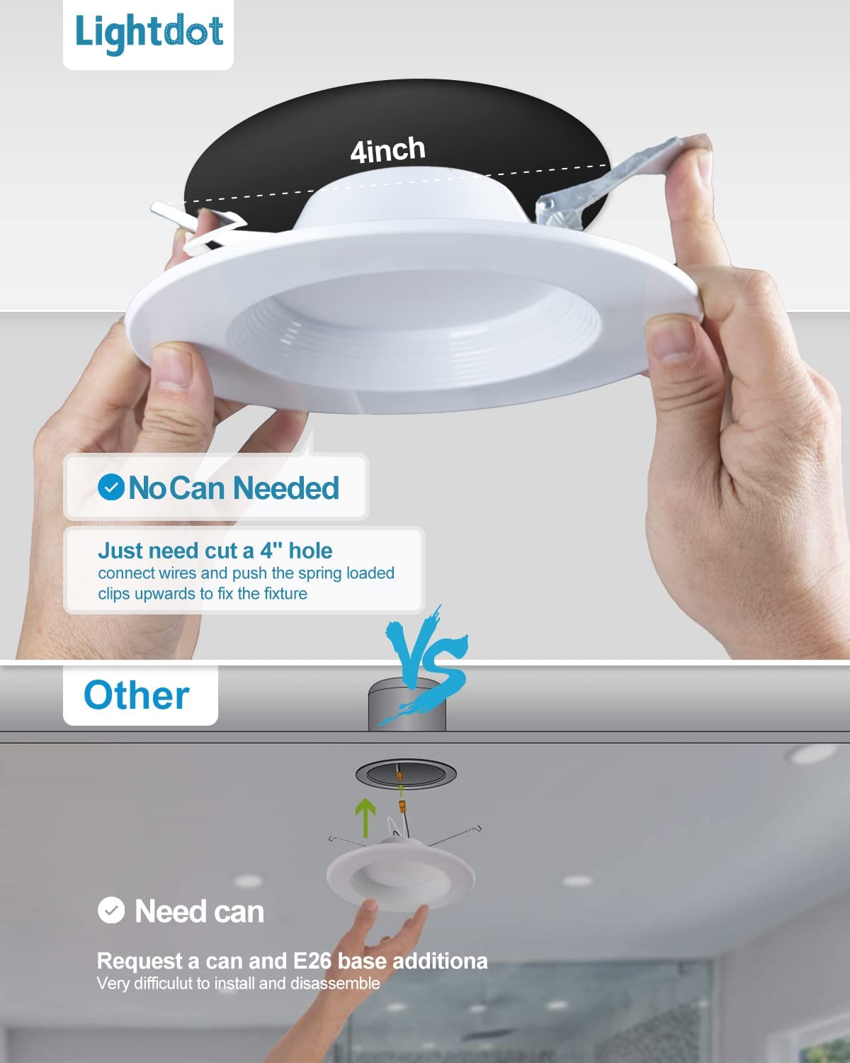 Lightdot 6 Inch Recessed Lighting 24 Pack White 12W Dimmable Led Downlight 3Cct Selectable (3000K/4000K/5000K) Anti-Glare Slim Canless Ceiling Light