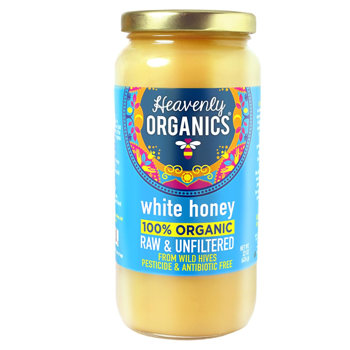Heavenly Organics - 100% Organic Raw White Honey - 22 oz.
