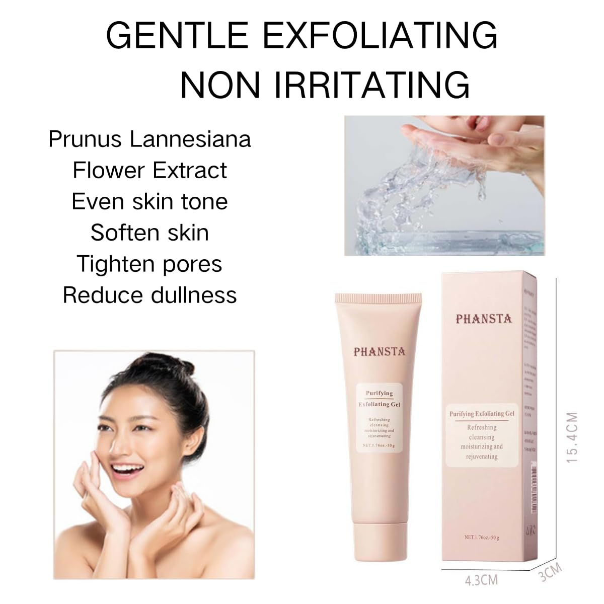Uioecn 2PCS Purifying Exfoliating Gel, Exfoliating Face and Body Scrub, Exfoliate Facial Cleanser for All Skin Types, Cleans Dir