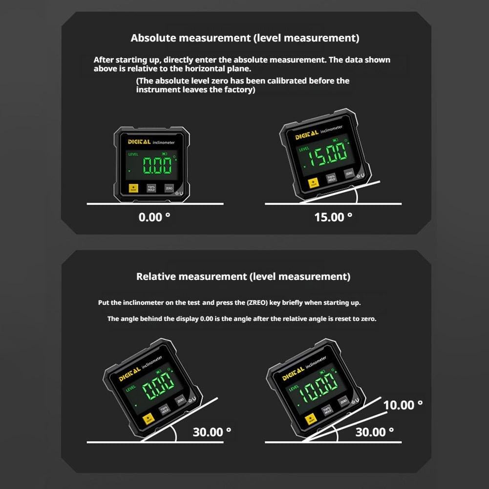 SSKFHGI Digital Angle Finder with Electronic Laser, 4-Side Magnetic Angle Gauge, Cube Inclinometer, Table Saw Miter Protractor, Woodworking Measuring Tool, Level Box for Hanging