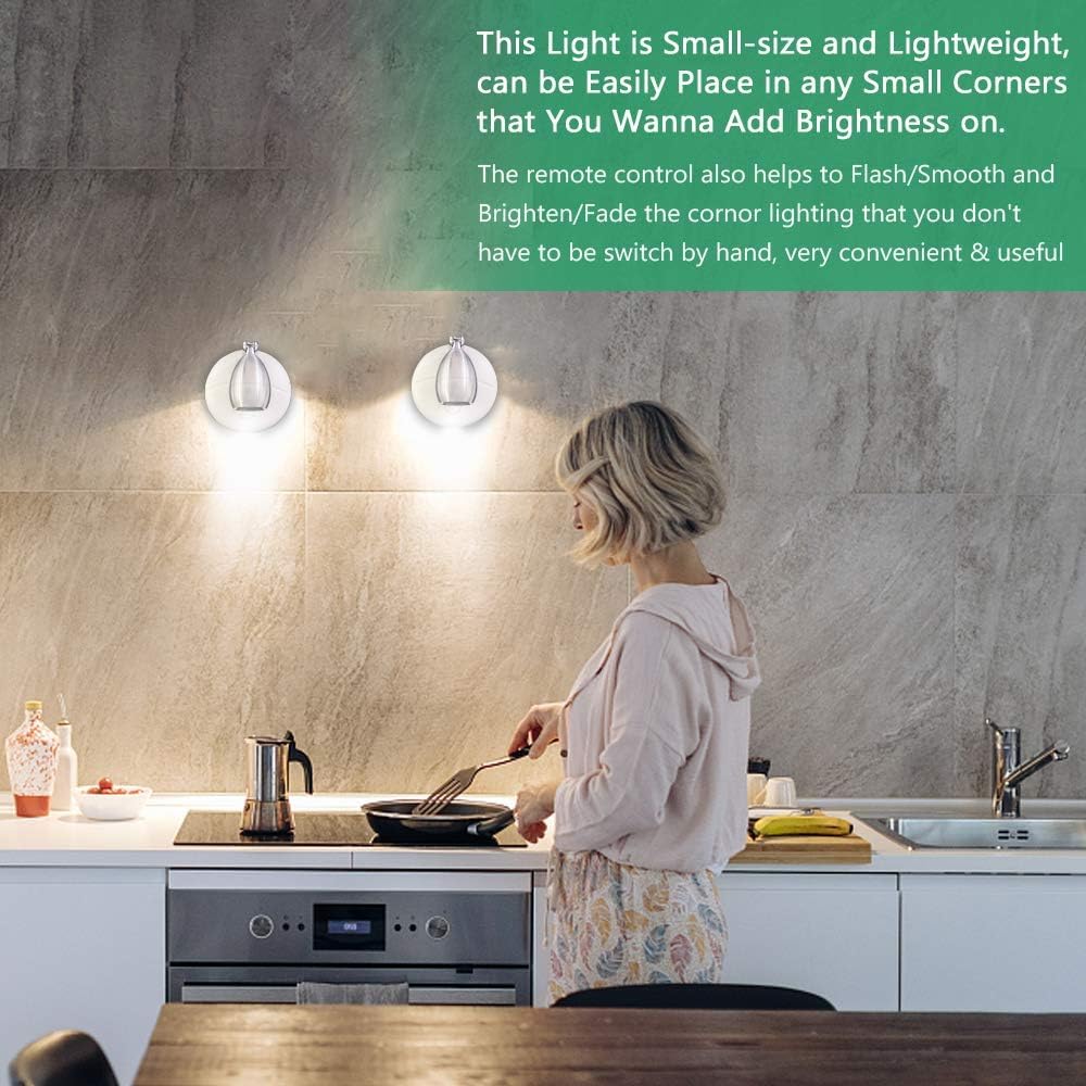Kindeep Rgb Wireless Led Puck Light, 4000K Warm White, Battery Operated, Remote Control, 6 Pack, Silver, Model Lsl001