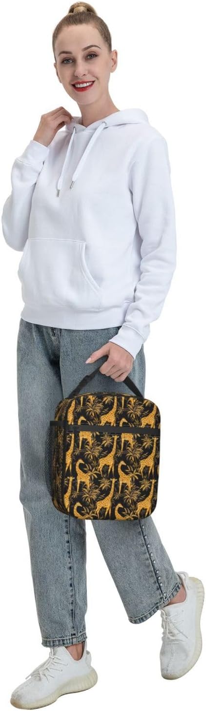 Giraffe Lunch Box for Women Kids Girls Insulated Lunch Bag Lunchbox Adults Lunch Tote Bags Reusable Cooler for Work Office School Picnic Travel