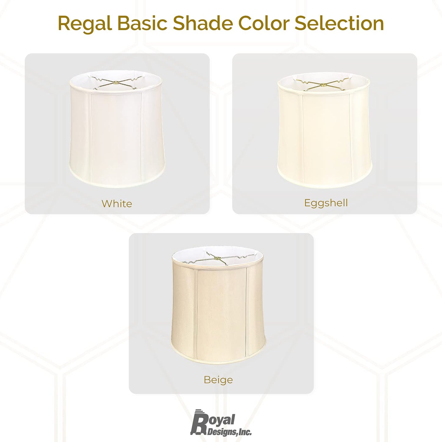 Royal Designs, Inc. Drum Lamp Shade, Faux Silk, 13x14x14, Beige, 2-Pack, Model BS-719-14BG-2