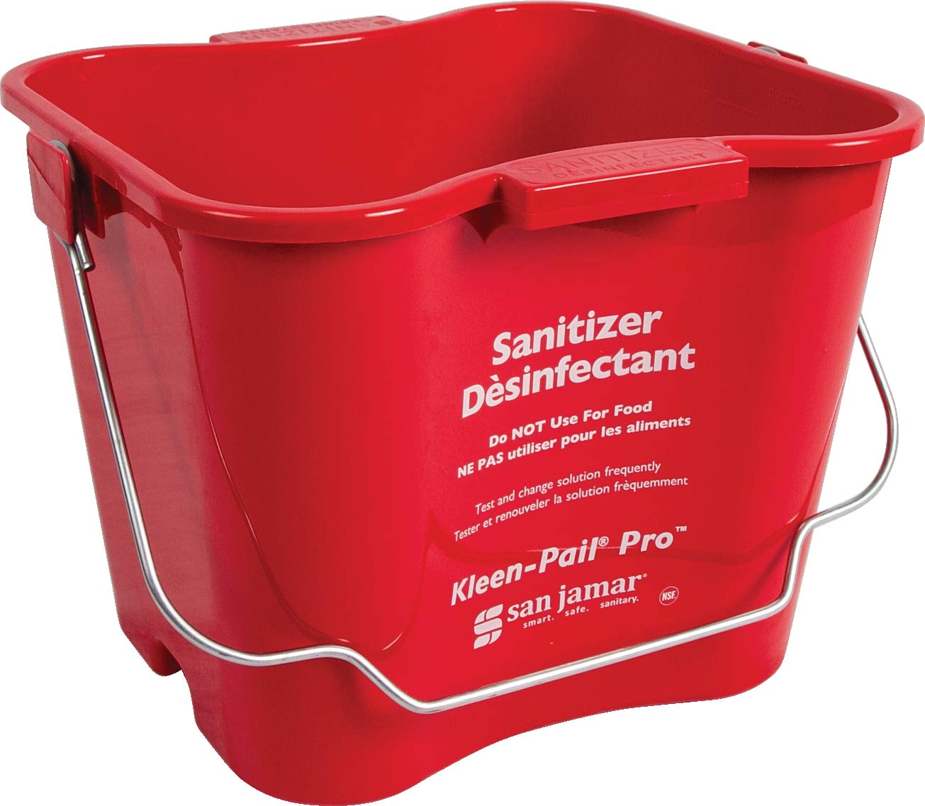 San Jamar Kleen-Pail Pro Sanitizer Pail Cleaning Bucket with Bail Handle for Cleaning, Kitchens, Restaurants, And Janitorial Use, Plastic, 6 Quarts, Red