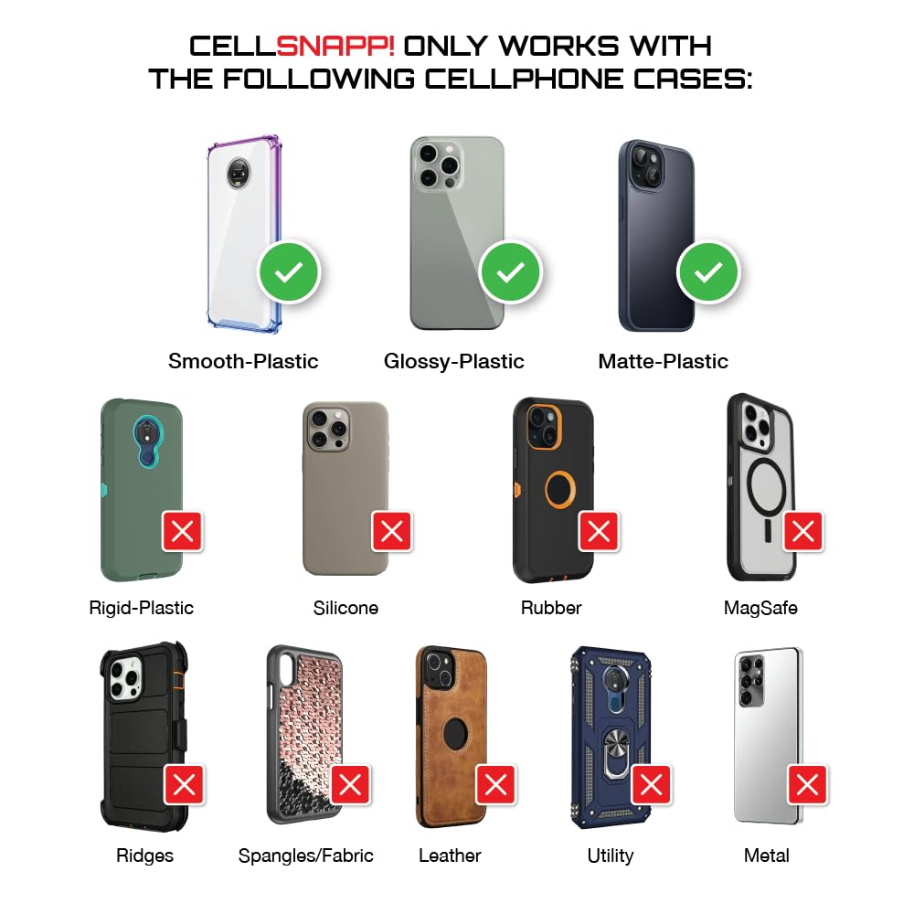 CellSNAPP! Universal Dual-Cellphone Carrier - Holds 2 Phones, Black, ABS Plastic, Strong Neodymium Magnets, Ideal for iPhone & Android
