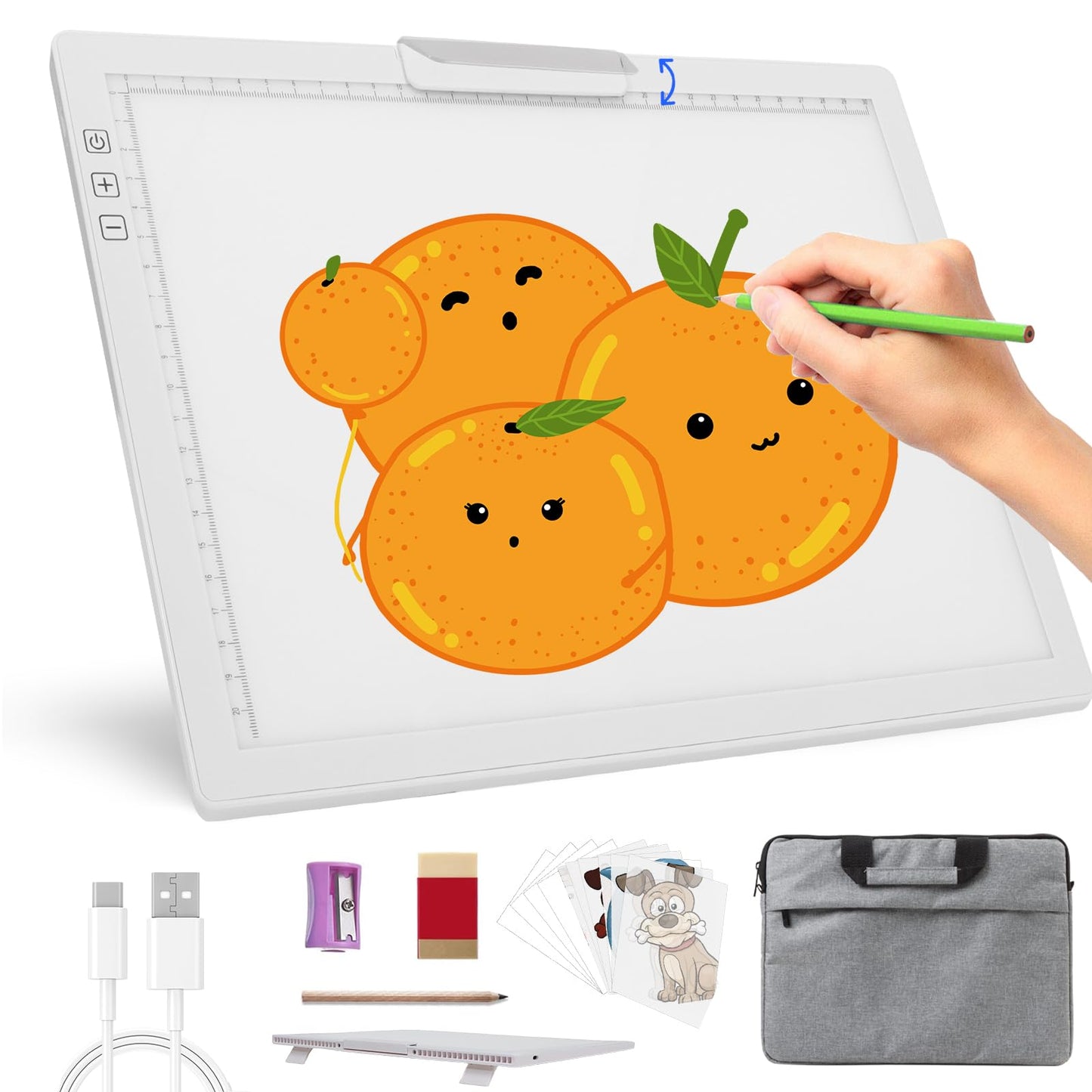 Rechargeable A4 Light Pad - Tracing Light Box with Carry Bag, Stepless Dimmable 6 Levels Brightness Diamond Painting Light Board
