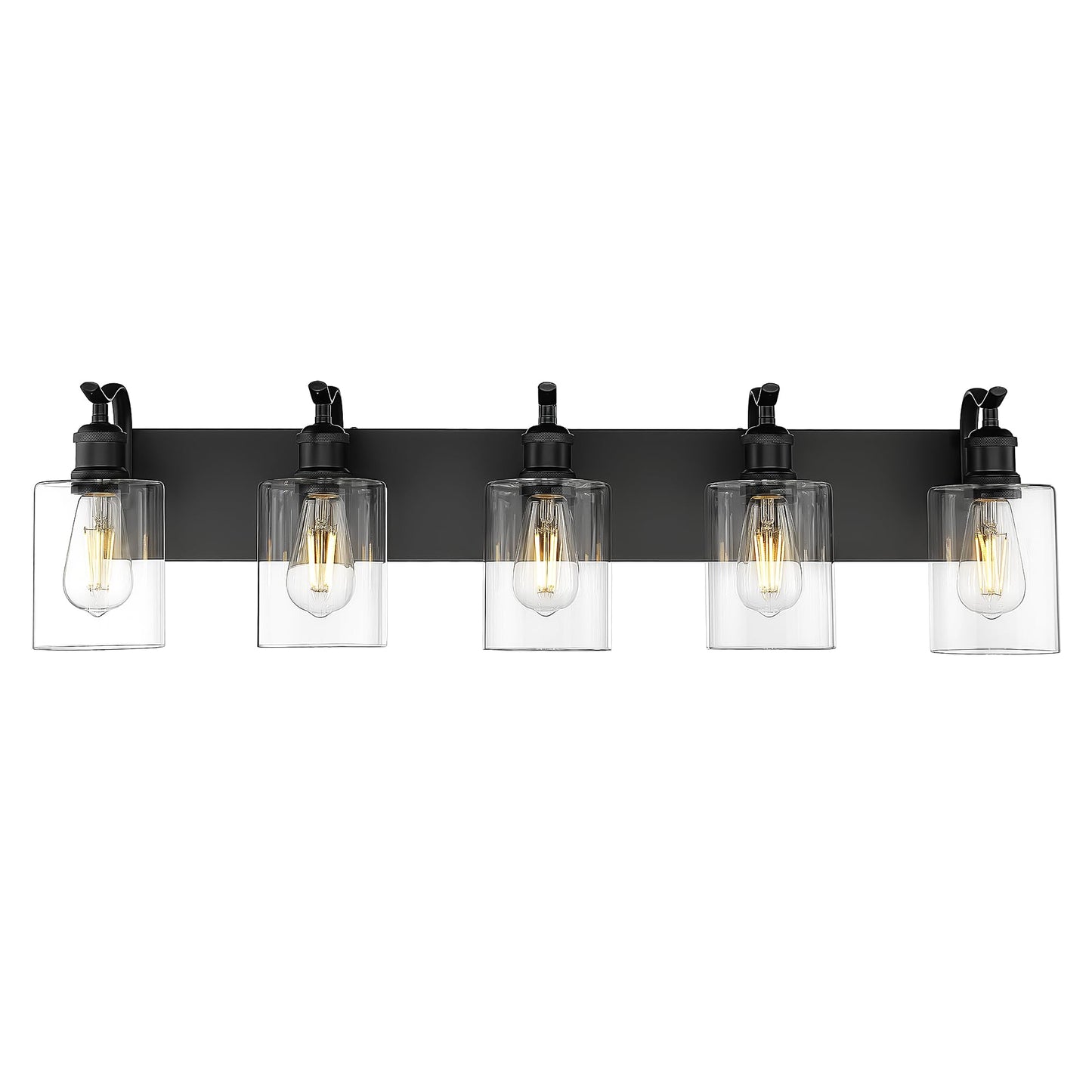 Jazava 5 Light Bathroom Vanity Light Black Light Fixture Morden Bathroom Lighting Fixtures Over Mirror Black Wall Sconces With Clear Glass Shade Zcvl01Bk-5