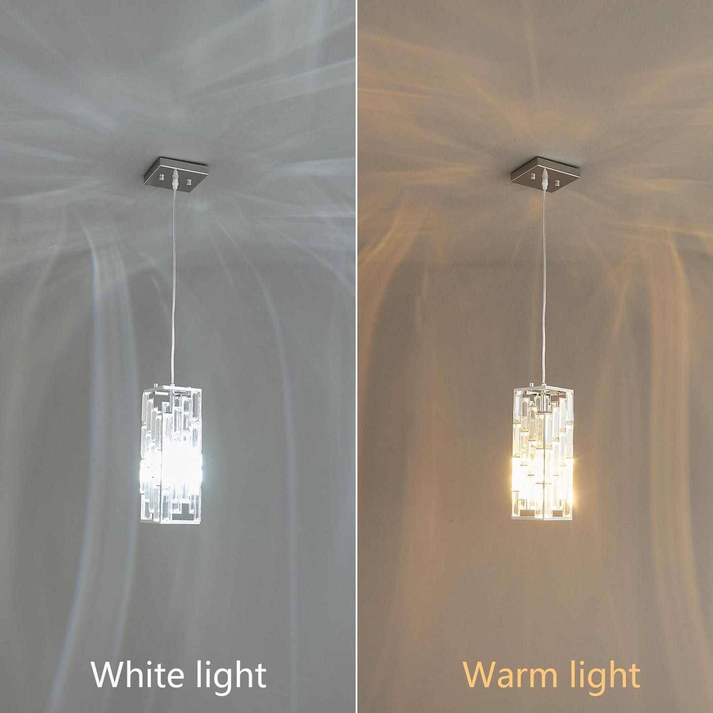 Fdpby Chrome Mini Crystal Pendant Light Fixture, 2-Pack Adjustable Chandeliers For Kitchen, Dining Room, Bedroom - Model Jp-002