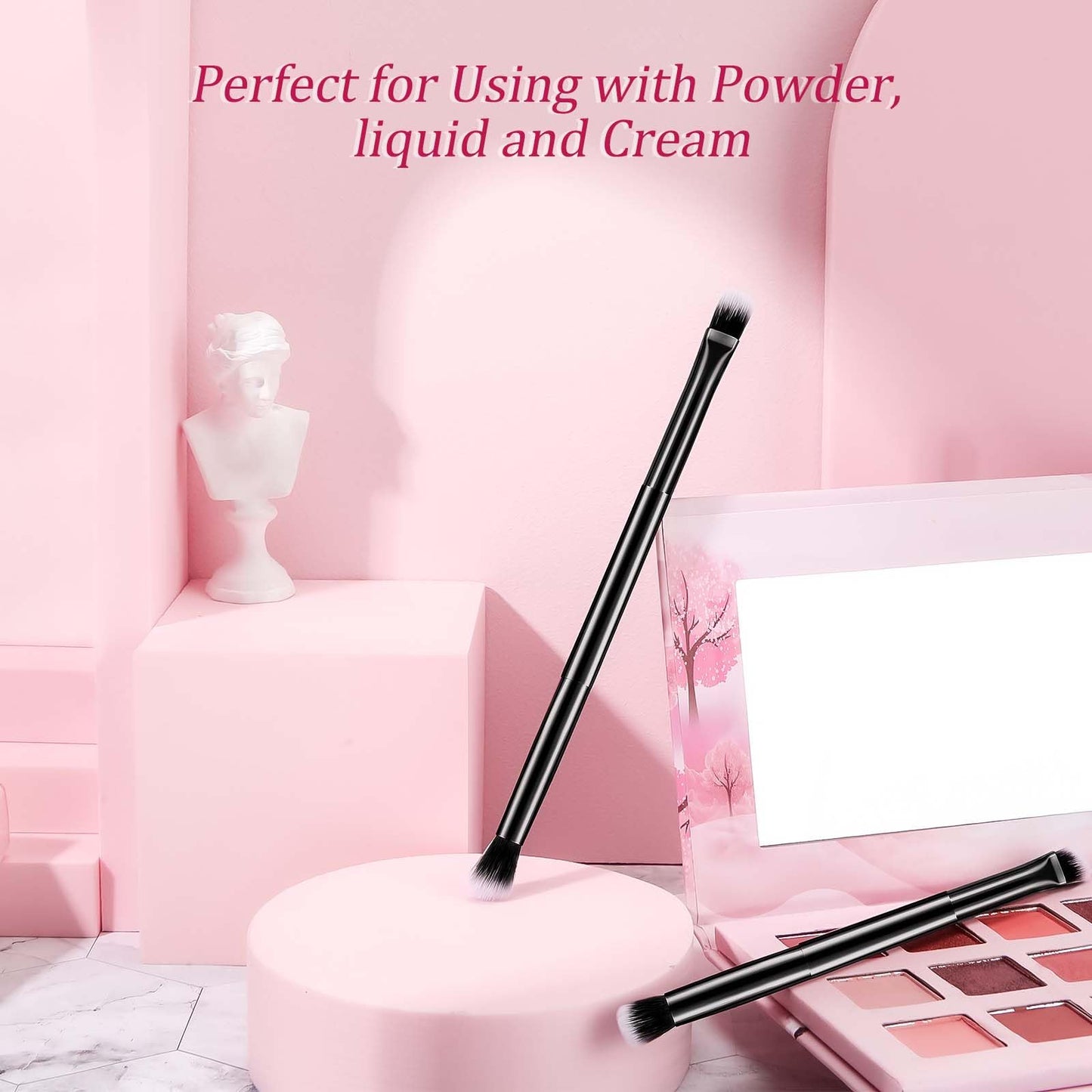 Perthlin 12 Pcs Eyeshadow Smudge Brush 2 in 1 Eyeshadow Double Ended Concealer Brush Under Eye Small Soft Firm Pointed Foundatio