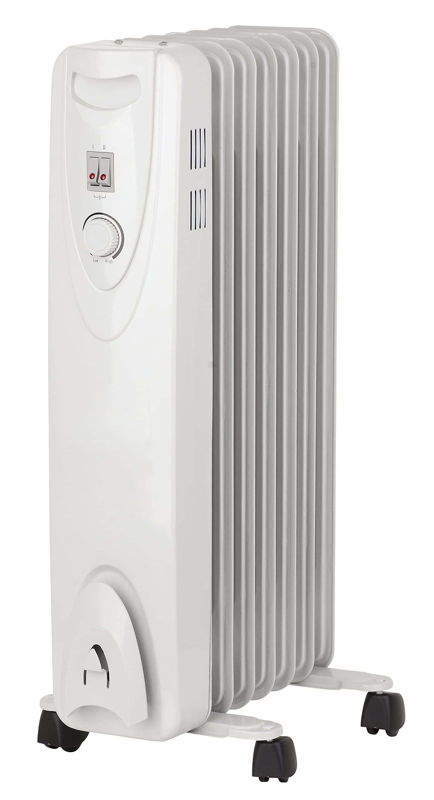 Optimus Portable 7 Fins Oil Filled Radiator Heater, Silver
