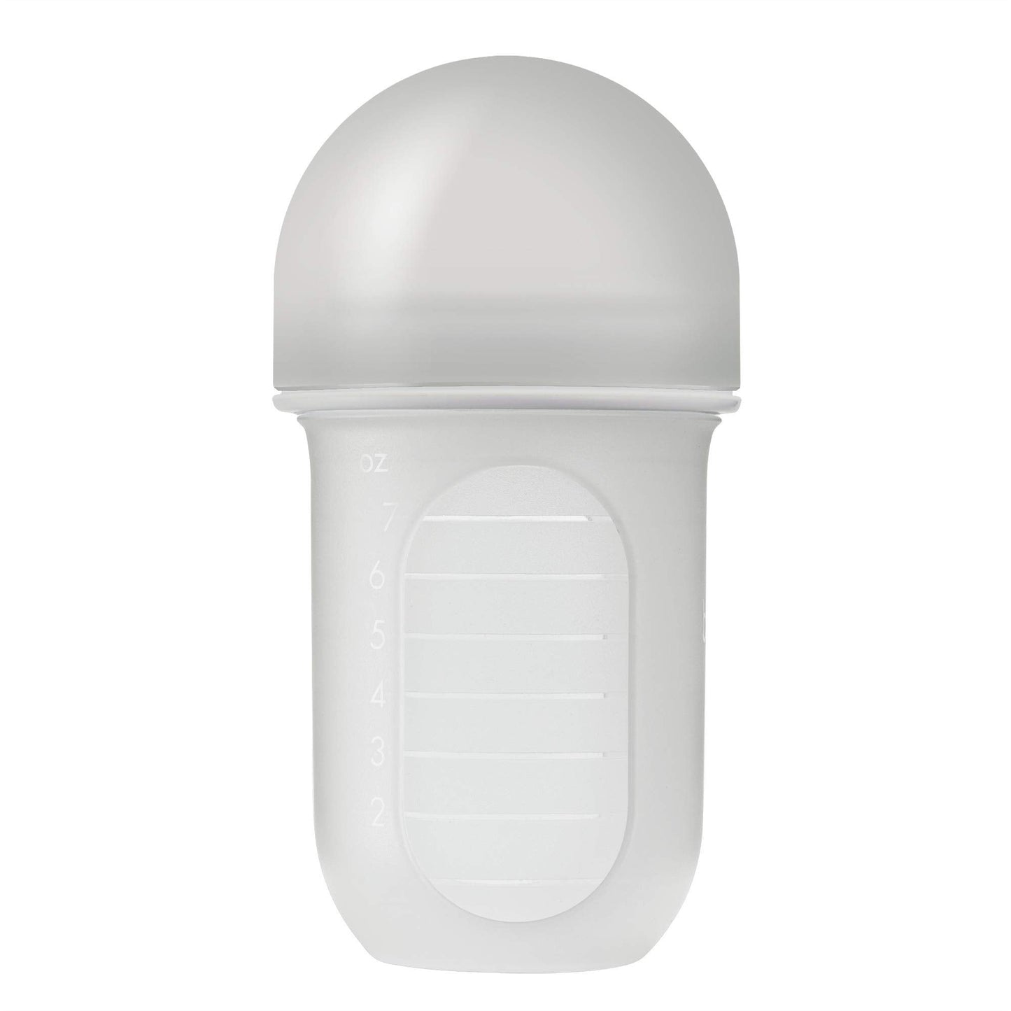 Boon Nursh Reusable Silicone Baby Bottle with Collapsible Silicone Pouch Design - Everyday Baby Essentials - Stage 2 Medium Flow Baby Bottles - Gray - 8 Oz