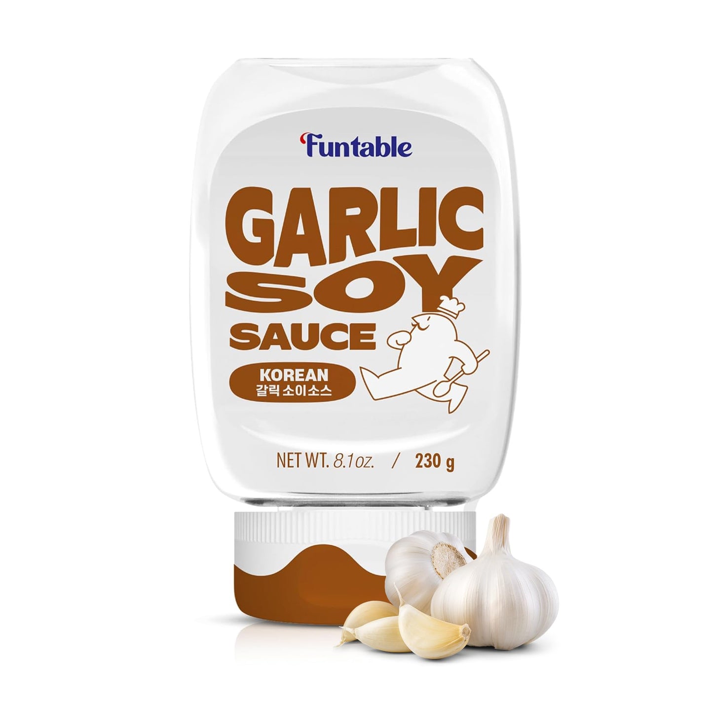 Funtable Garlic Soy Sauce (8.1 oz, 230g) (Halal) - Korean Authentic Garlic Flavored Sweet Sauce, Ideal for Dipping, Marinating,