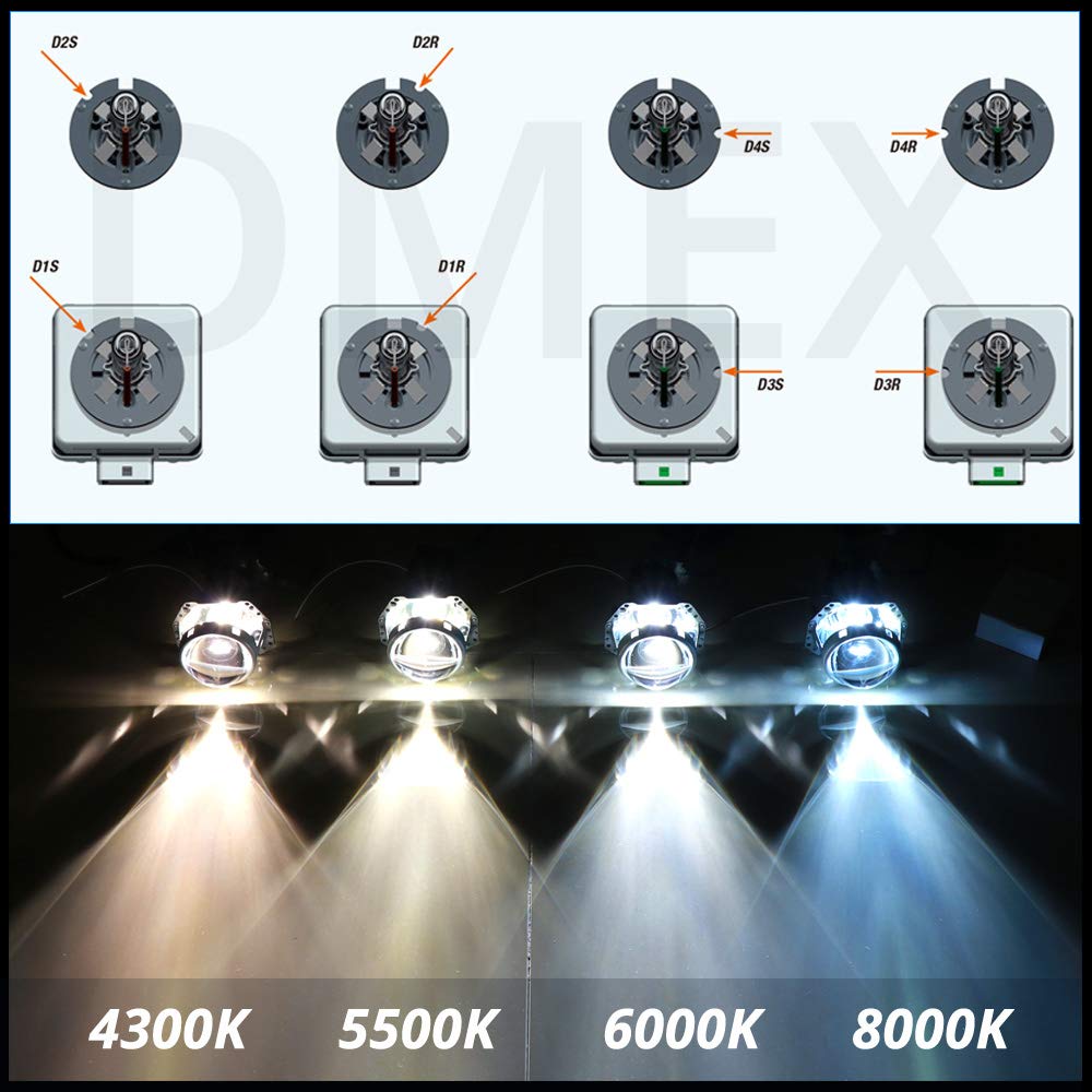 DMEX D2R HID Headlight Bulbs 35W 4300K Warm White Glass Replacement - 2pcs