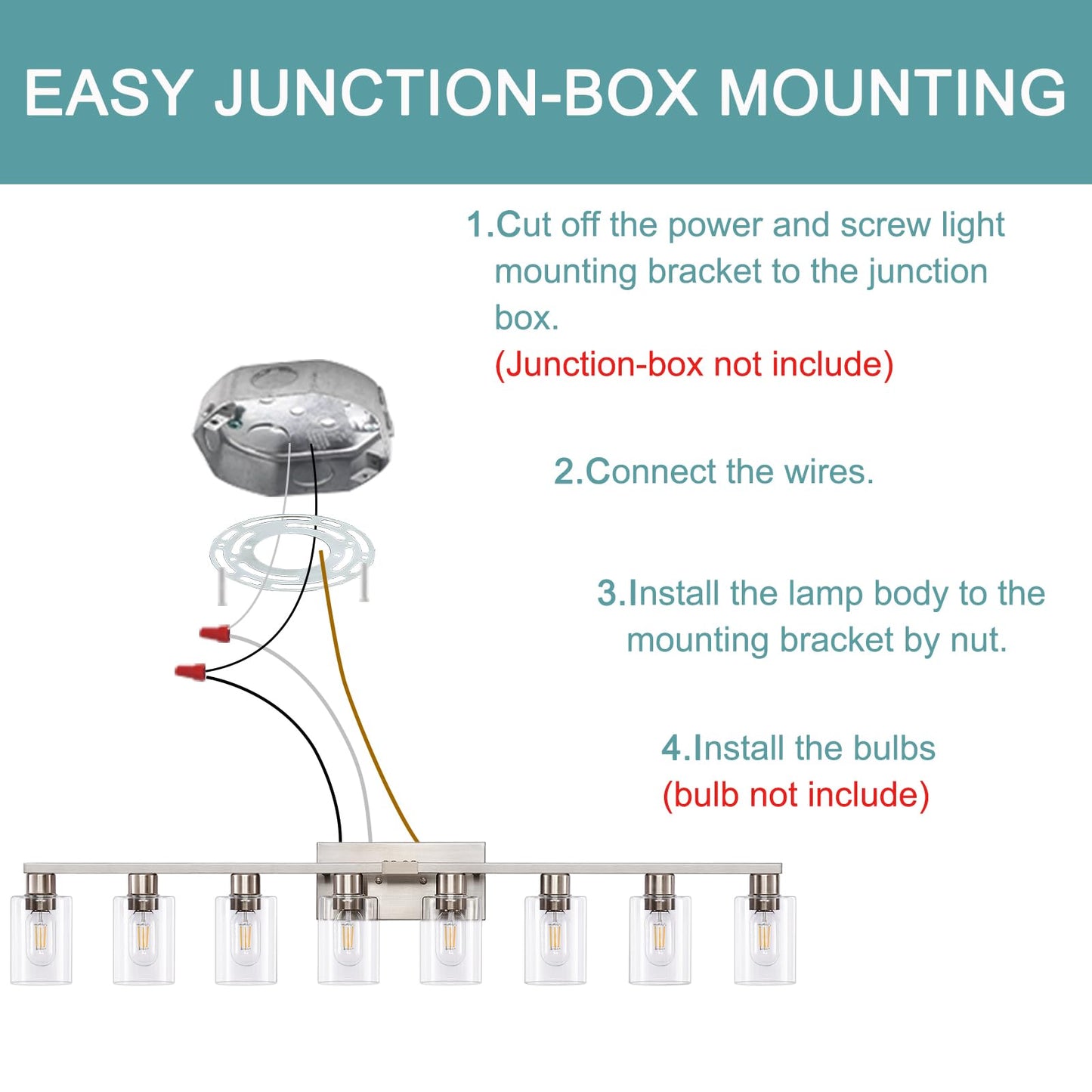 Hdasic 8 Light Bathroom Vanity Light Large Brushed Nickel Vanity Lights Fixtures Bathroom Lighting Fixture Over Mirror With Clear Glass Shade For Mirror Bedroom Living Room Wall Lamp