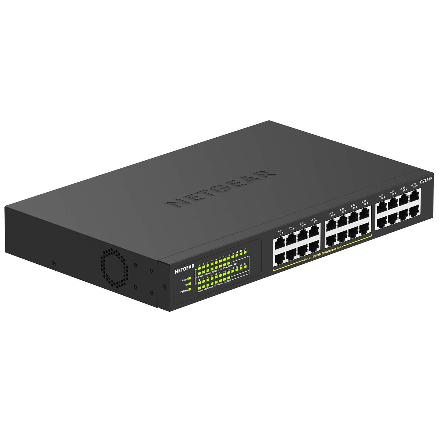NETGEAR 24-Port PoE+ Gigabit Ethernet Unmanaged Essentials Switch (GS324P) - with 16 x PoE+ @ 190W Desktop or Rackmount-New