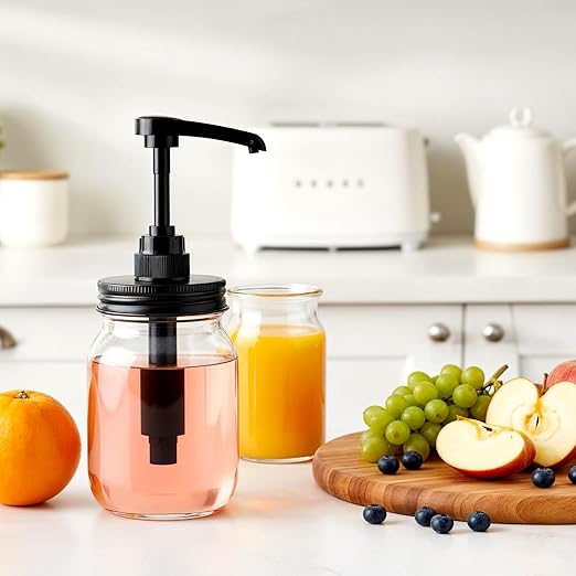 10PCS mason jar pump dispenser lid coffee syrup pumps for plastic mason jars syrup dispenser for coffee bar glass Seal Leak-Proof maple syrups dispensers for Honey, Ketchup,Liquid Condiment
