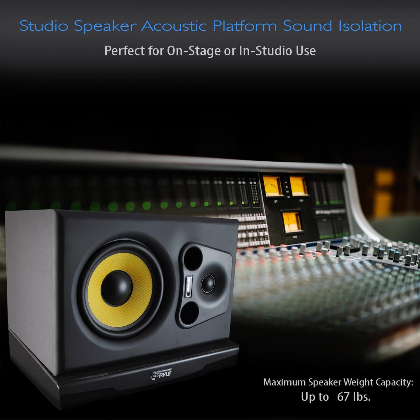 Pyle Speaker Isolation Pad - 13 X 11 X 2.6 Inches - Acoustic Noise Isolation Platform - Foam Riser Recoil Stabilizer With Rubber