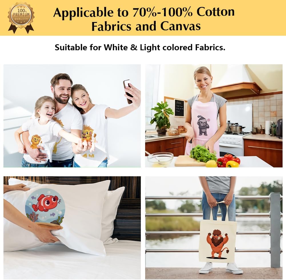 TransOurDream Tru-Heat Transfer Paper for Inkjet & Laserjet Printer (30 Sheets 8.5x11, 3.0) Printable HTV Heat Transfer Vinyl for T Shirts Iron on Transfers for Light Fabrics (L3-33)