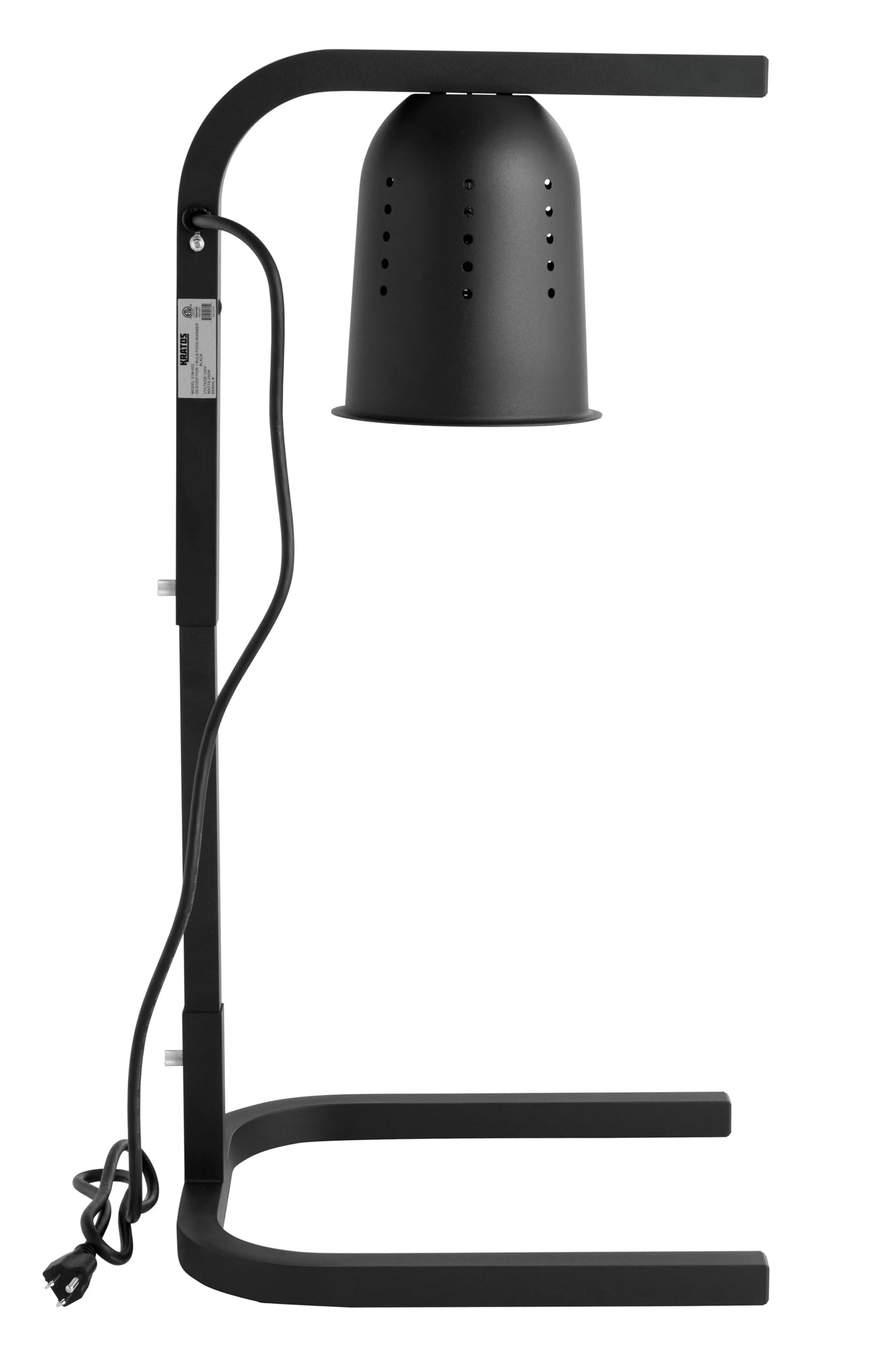 Kratos Commercial Bulb Warmer, One Bulb Heat Lamp for Food, Black, 120V, 250 Watts, Countertop Electric Food Warmer for Restaurants (31M-002)