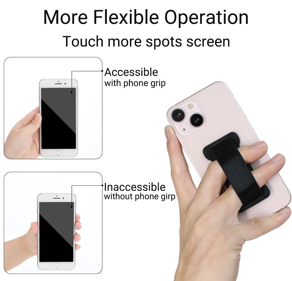 Wuoji Phone Grip Holder For Hand, Universal Finger Strap Phone Holder, Finger Selfie Grip Compatible With Most Smartphones (Gree