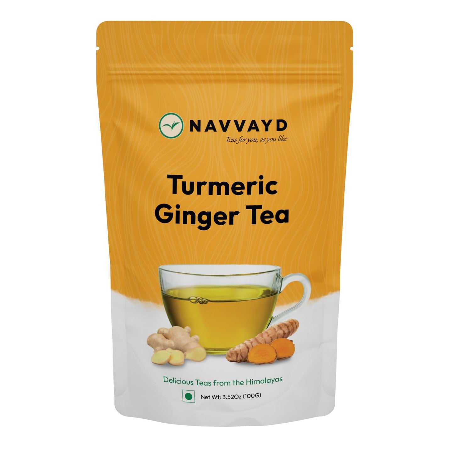 Navvayd Turmeric Ginger Tea (100 Grams, 50 Cups), Delicious & Healthy Tea With Natural Ingredients