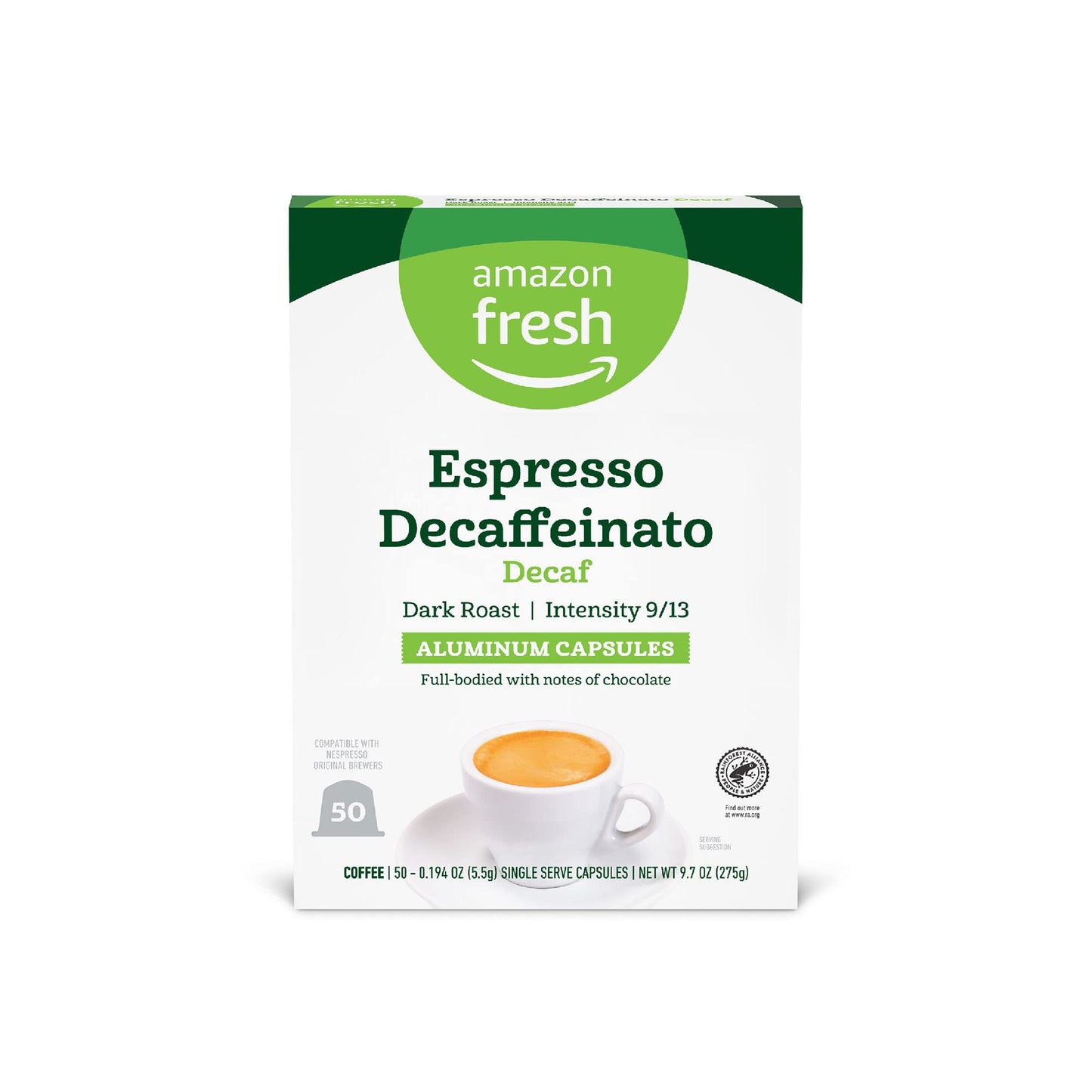 large online retailer Fresh Espresso Decaffeinato Dark Roast Aluminum Capsules Compatible with Nespresso Original malt-inspired Intensity 9/13 50 Count (5 Packs of 10)