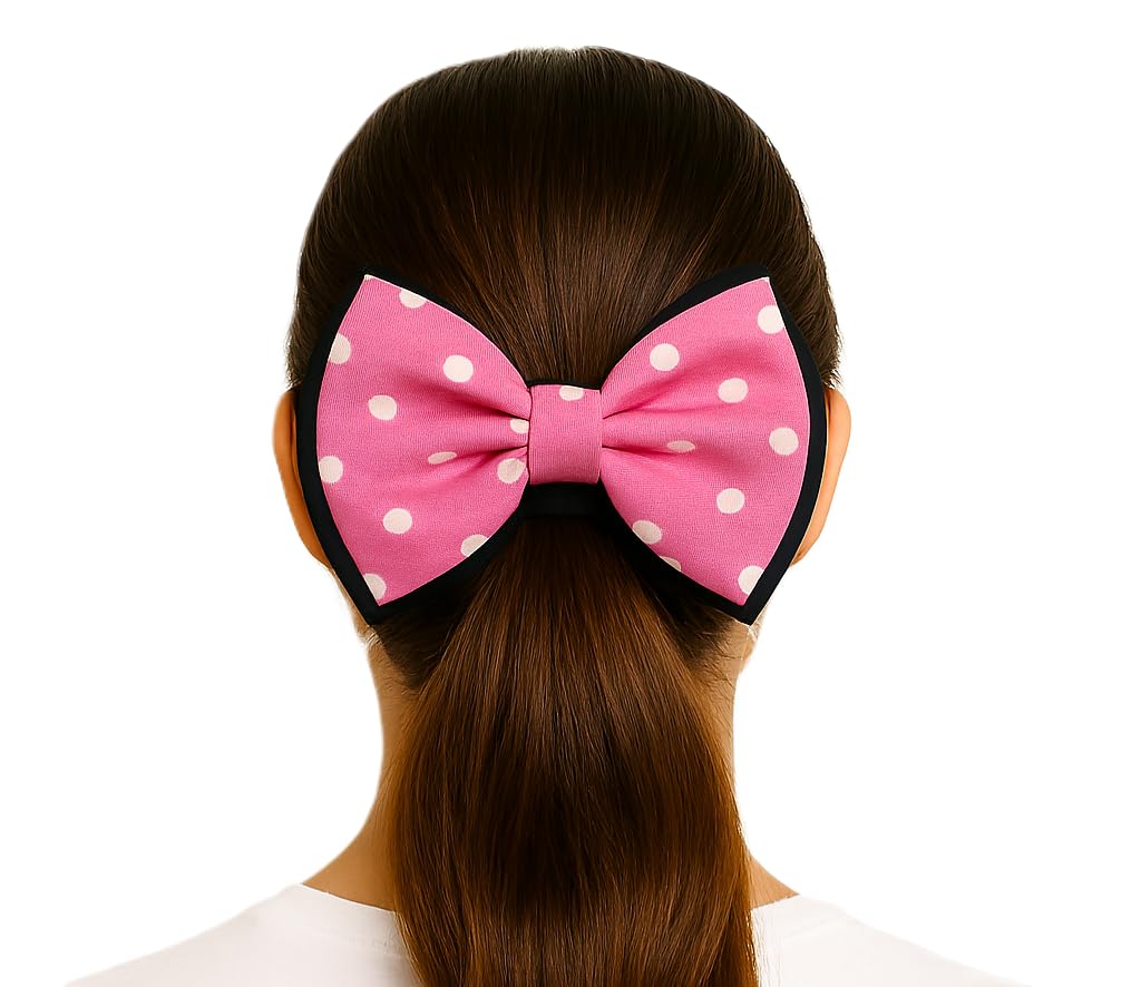 MeeTHan Mouse Ears Hair Clips, Pink Dots Polka Bows With Alligator Clips Hair Accessories for Theme Park Costume Party Decoratio