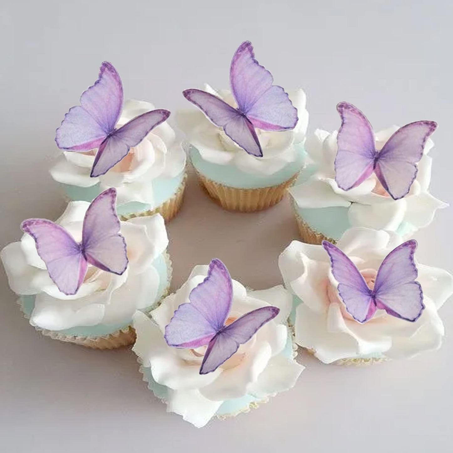 GEORLD Edible Wafer Paper Butterflies Set of 48 Purple Cake Decorations Cupcake Topper