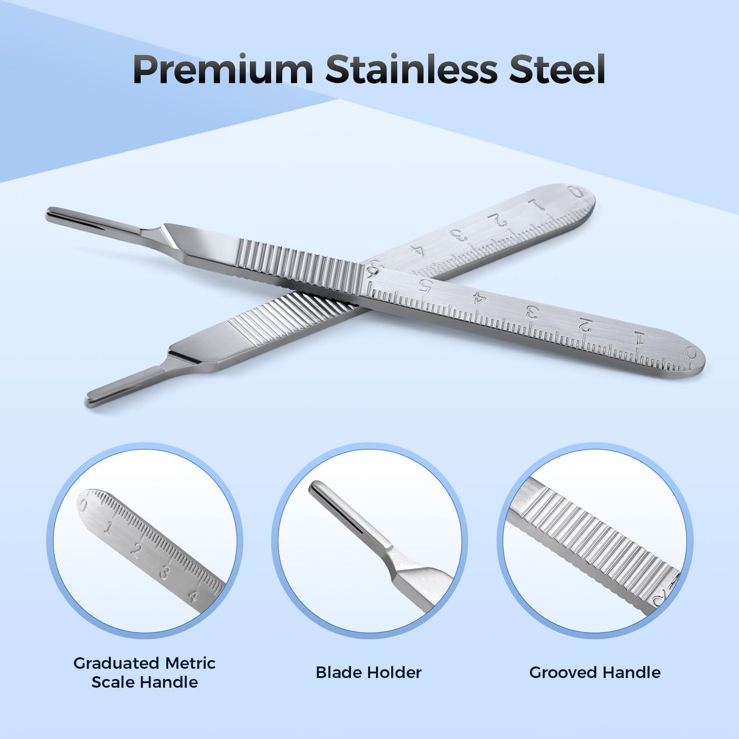 JMU 2 Pcs Scalpel Handle No 3, Stainless Steel Dermaplane Handle for Blades No. 10 10R 11 12 13 14 15 15A and 15C