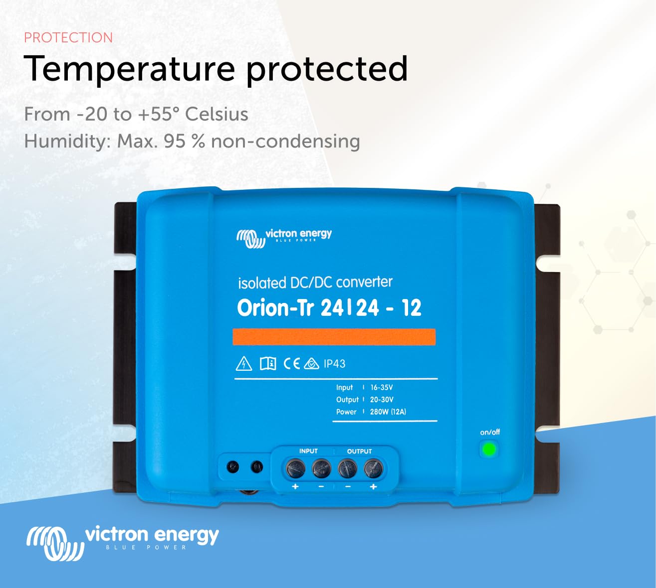Victron Energy Orion-Tr Dc To Dc Converter - 24/24-Volt 12 Amp 280-Watt - Ip43 Protected - For Dual Battery Systems - Isolated