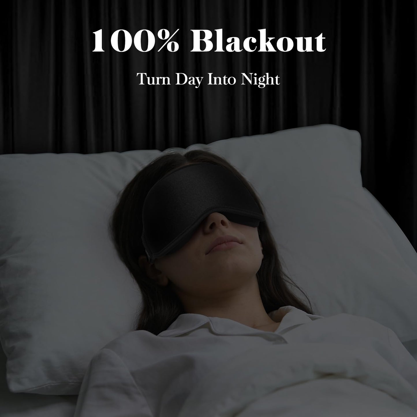 Fygrip 3D Eye Mask Sleep Mask for Men & Women, 100% Pressure-Free & Light Block-Out Eye Mask for Sleep with Easy Adjustable Strap, Night Eye Cover for Travel, Black
