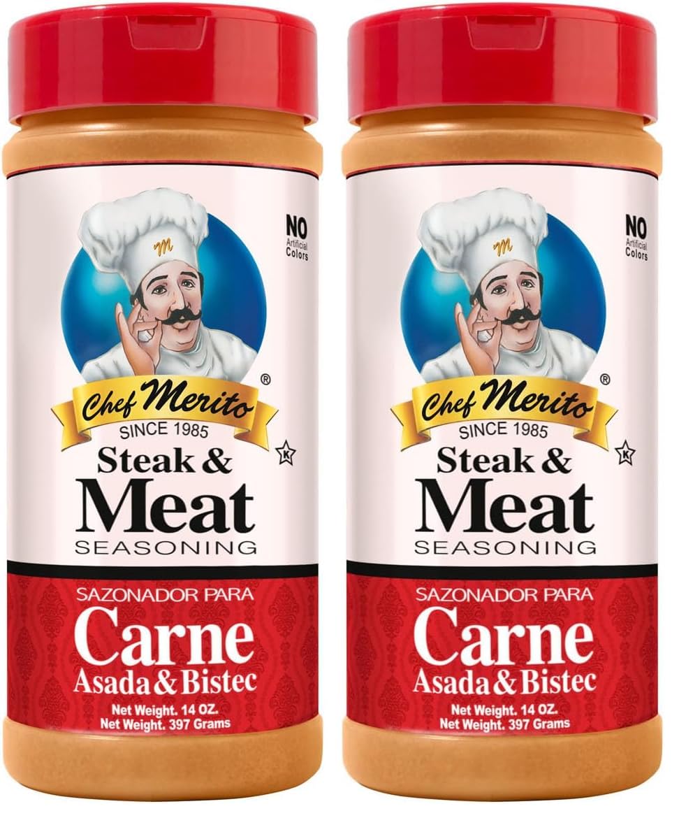 Chef Merito Carne Asada Meat Seasoning, 14 Ounce (Pack of 2)