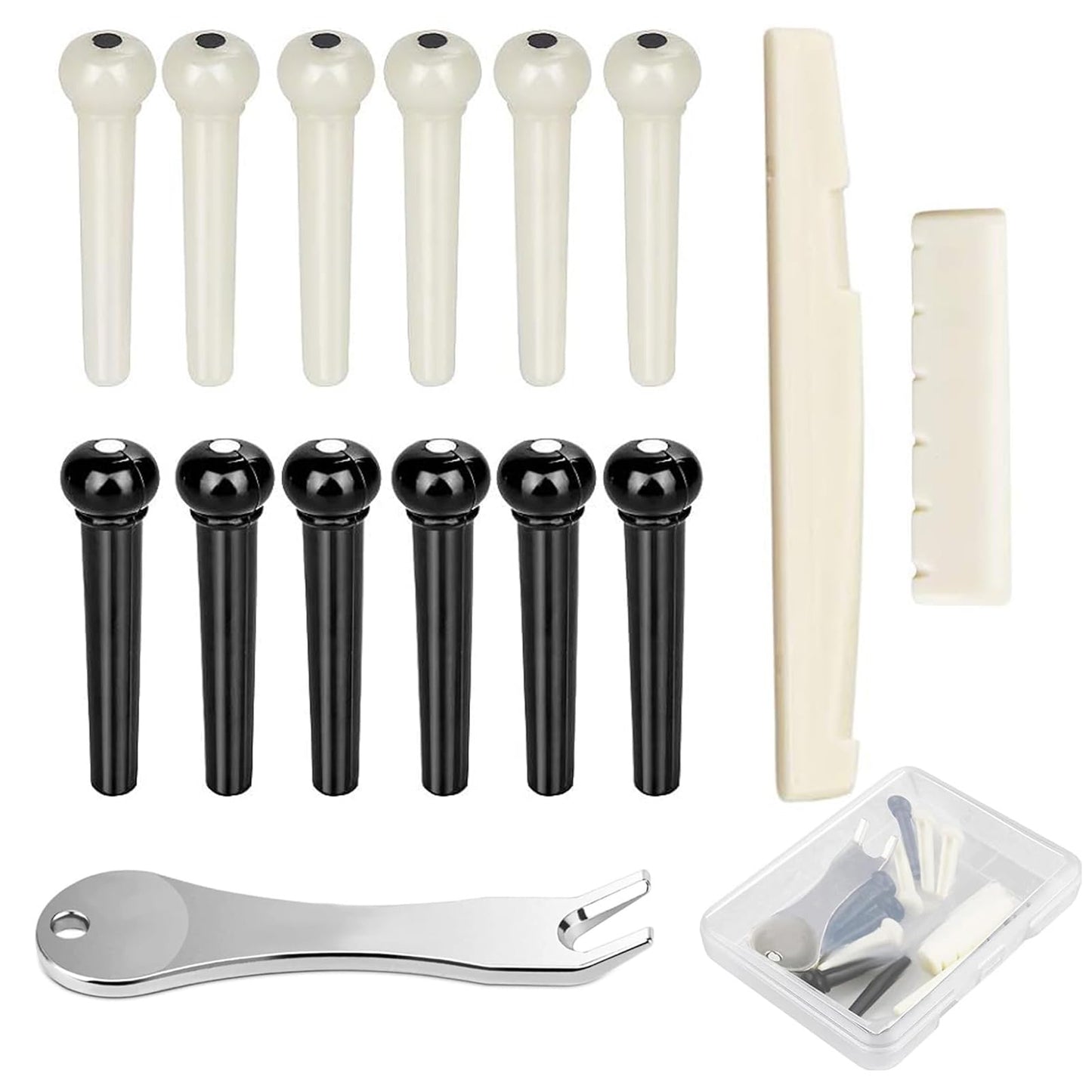 Acoustic Guitar Bridge Pins Pegs-6pcs with 1pc Bridge Pin Puller Remover