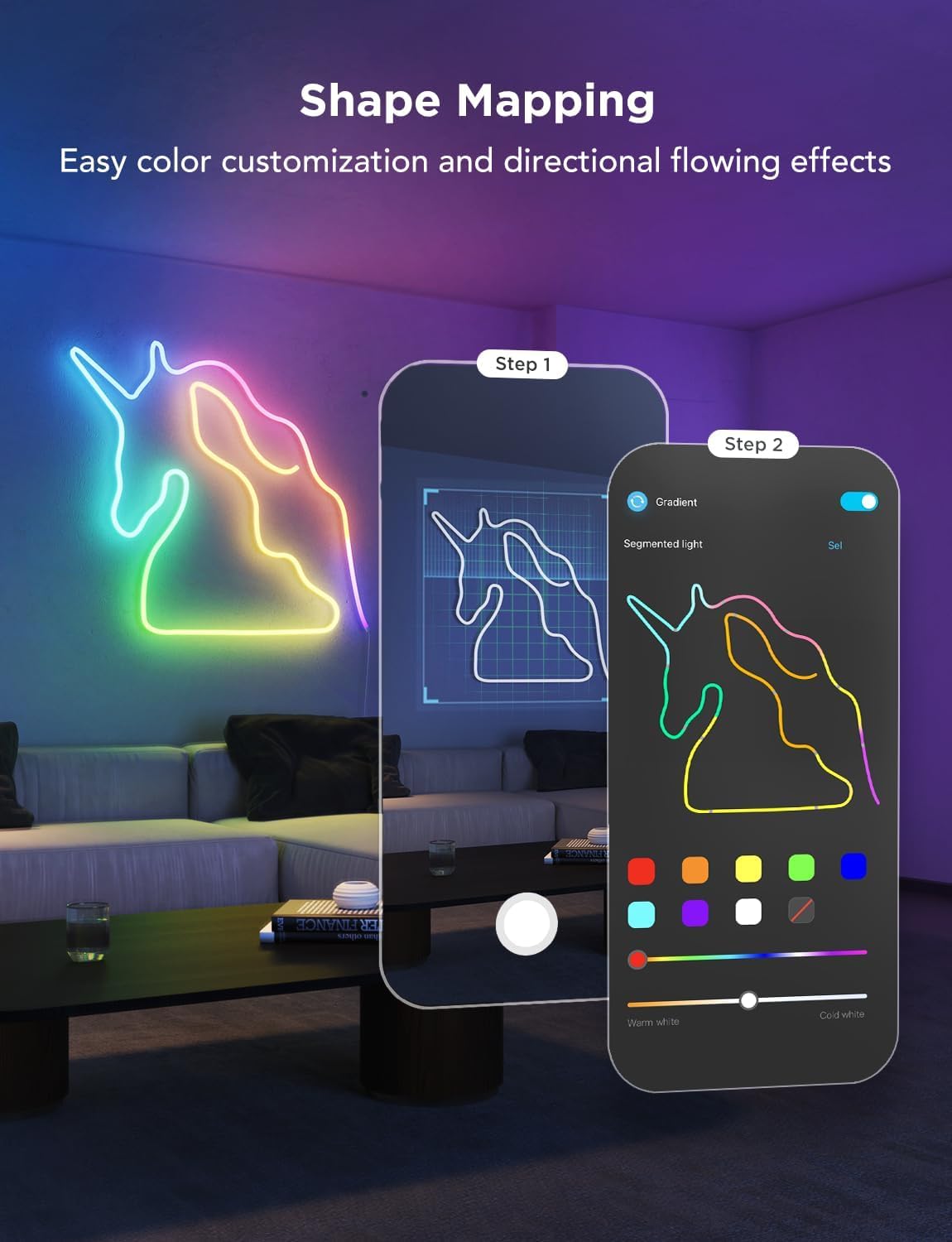 Govee RGBIC Neon Rope Light, 32.8ft, Smart LED with Matter, Alexa, Google Assistant, White, Model H61D6