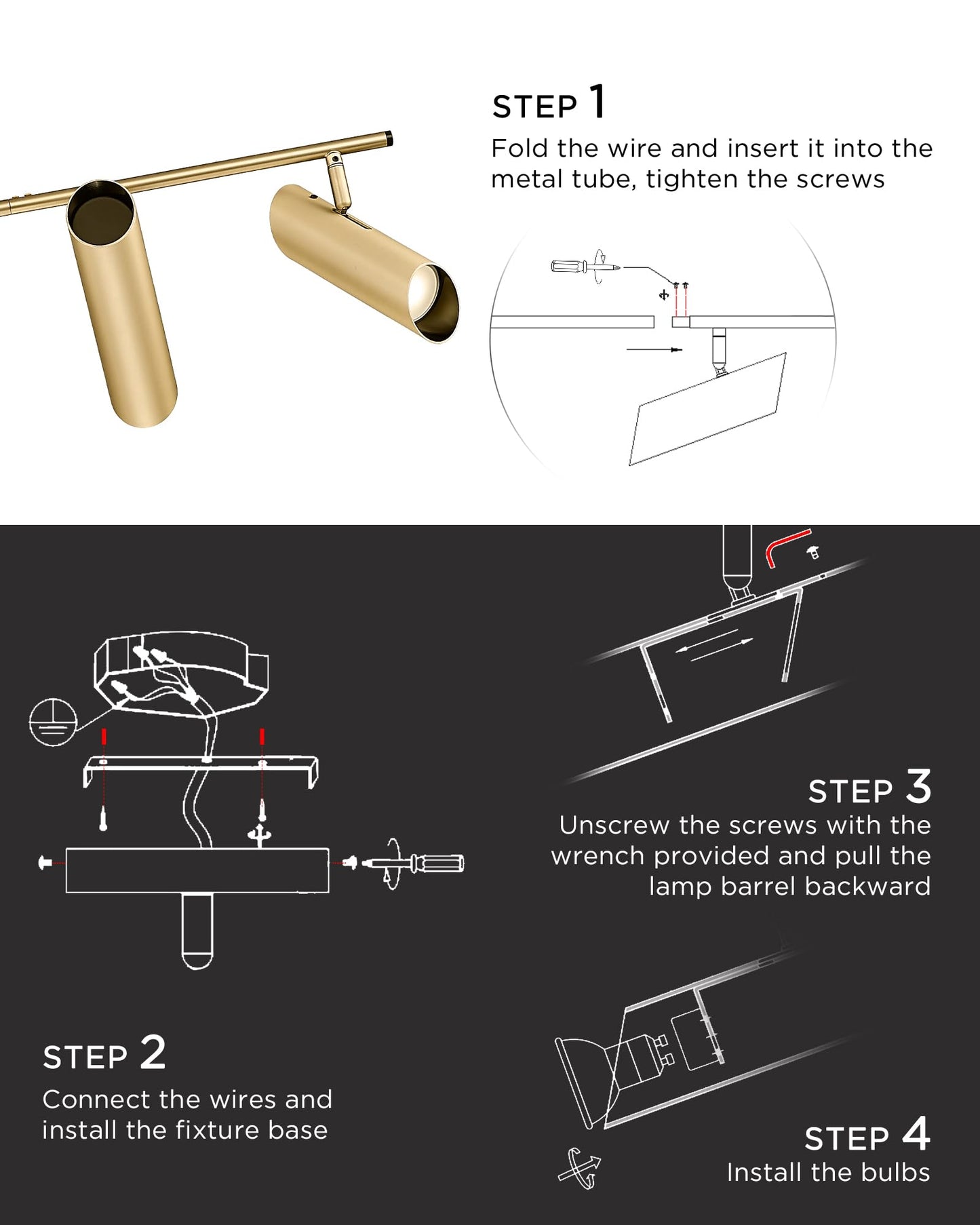 Femila Led Track Lighting 50 Track Lighting Fixtures Rotatable Kitchen Track Lights Brass Gold Finish Gu10 Base 4Fs79Tl-6 Bg