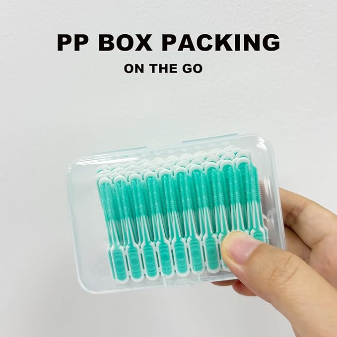 200PCS Interdental Brush with Soft Rubber Handle,Disposable Dental Picks for Teeth Cleaning,Dental Picks with Convenient PP Case (Black)