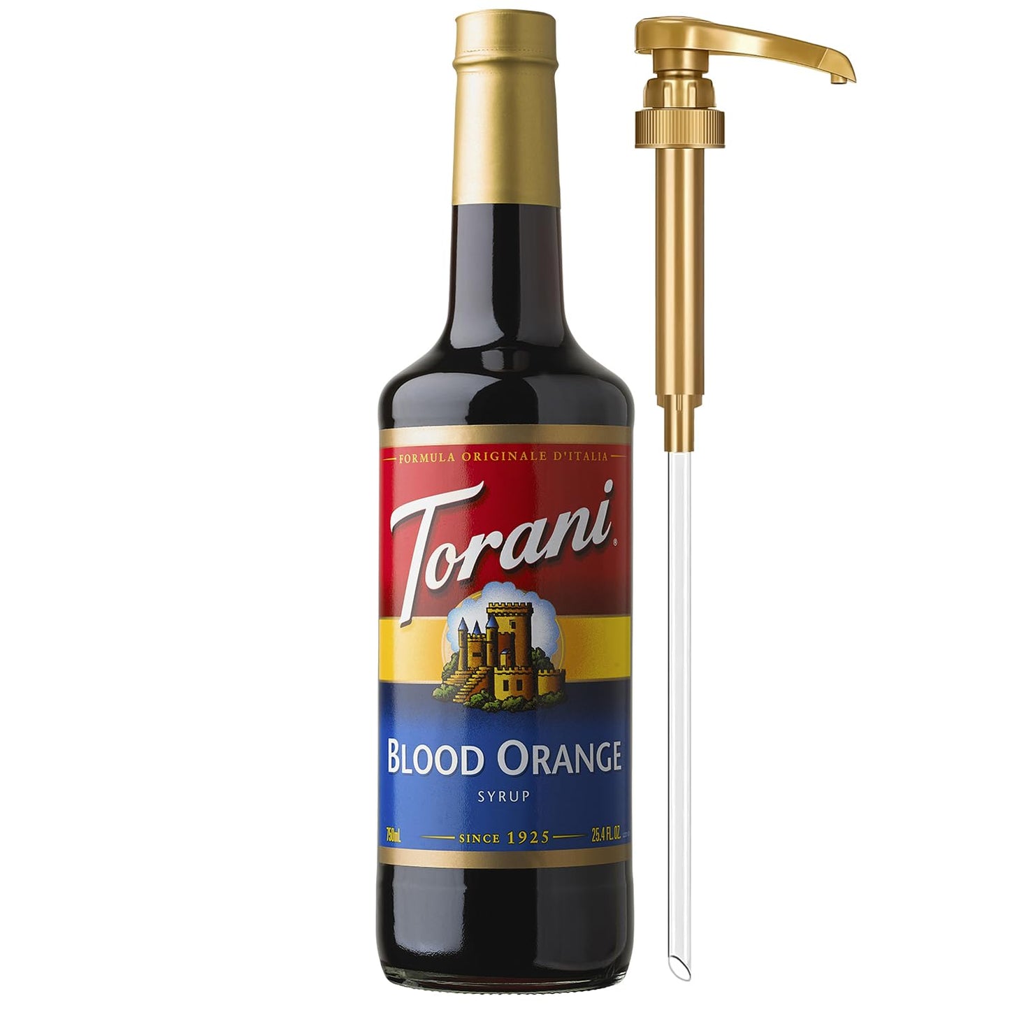 Torani Blood Orange Syrup for Drinks Flavoring for Iced Tea Lemonade Sodas and Cocktails Glass Bottle with Pump Included 25.4 Fl Oz