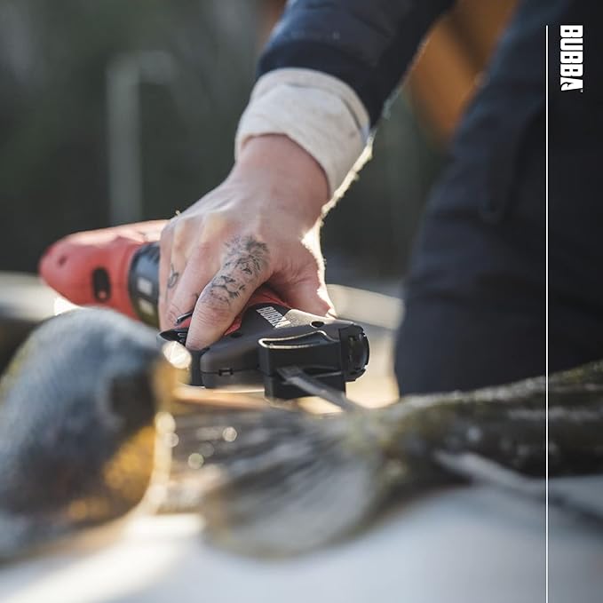 Bubba Pro Series Lithium-Ion Electric Fillet Knife with Non-Slip Grip Handle, 4 Ti-Nitride S.S. Coated Non-Stick Reciprocating Blades, Charger and Case for Fishing