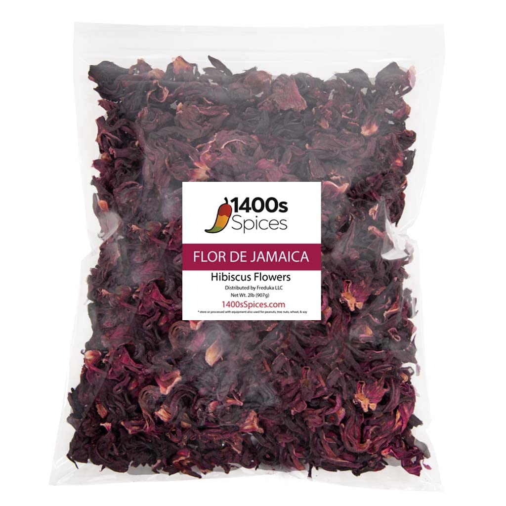 2lb Dried Hibiscus Flowers Bulk perfect for Tea and Mexican Agua Fresca Flor de Jamaica Whole Flowers and Petals by 1400s Spices