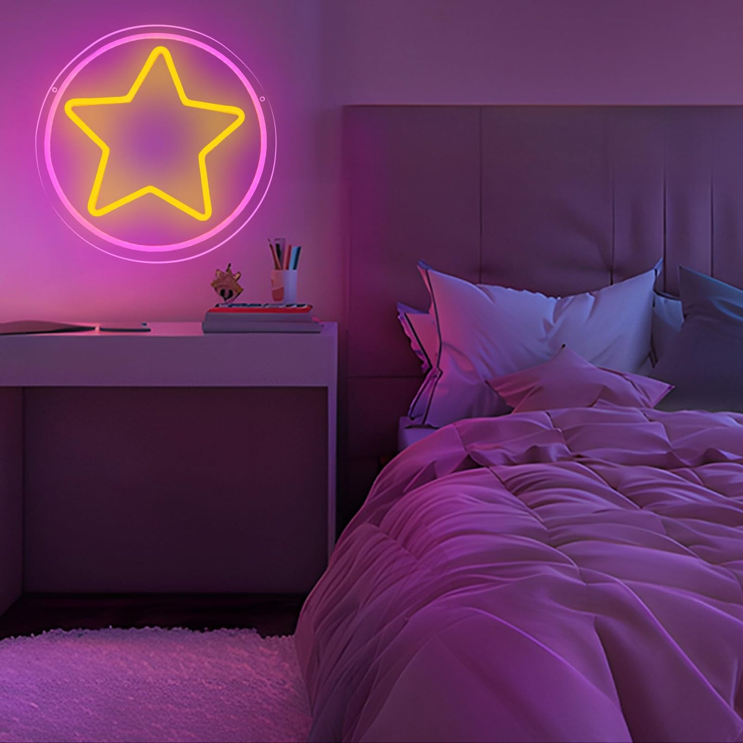 Fuendkf Star Neon Signs For Wall Decor Steven Star Neon Lights With Dimmer Switch Star Led Neon Lights For Bithday Gifts Man Cave And Best Gifts For Fans