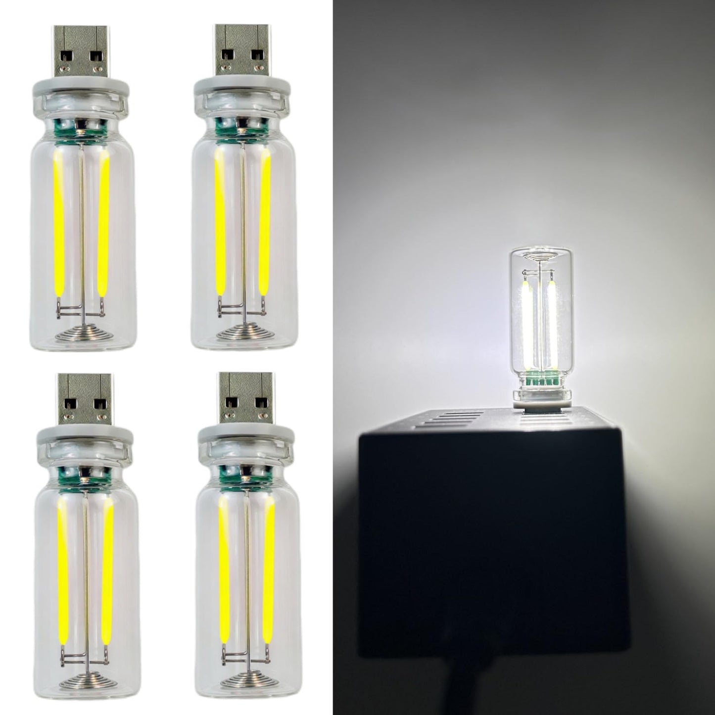 poteital Dimmable USB Touch Control Led Lights, Glass Car Lights Interior, White Interior Car Lamp, Retro Led Night Light Ambien