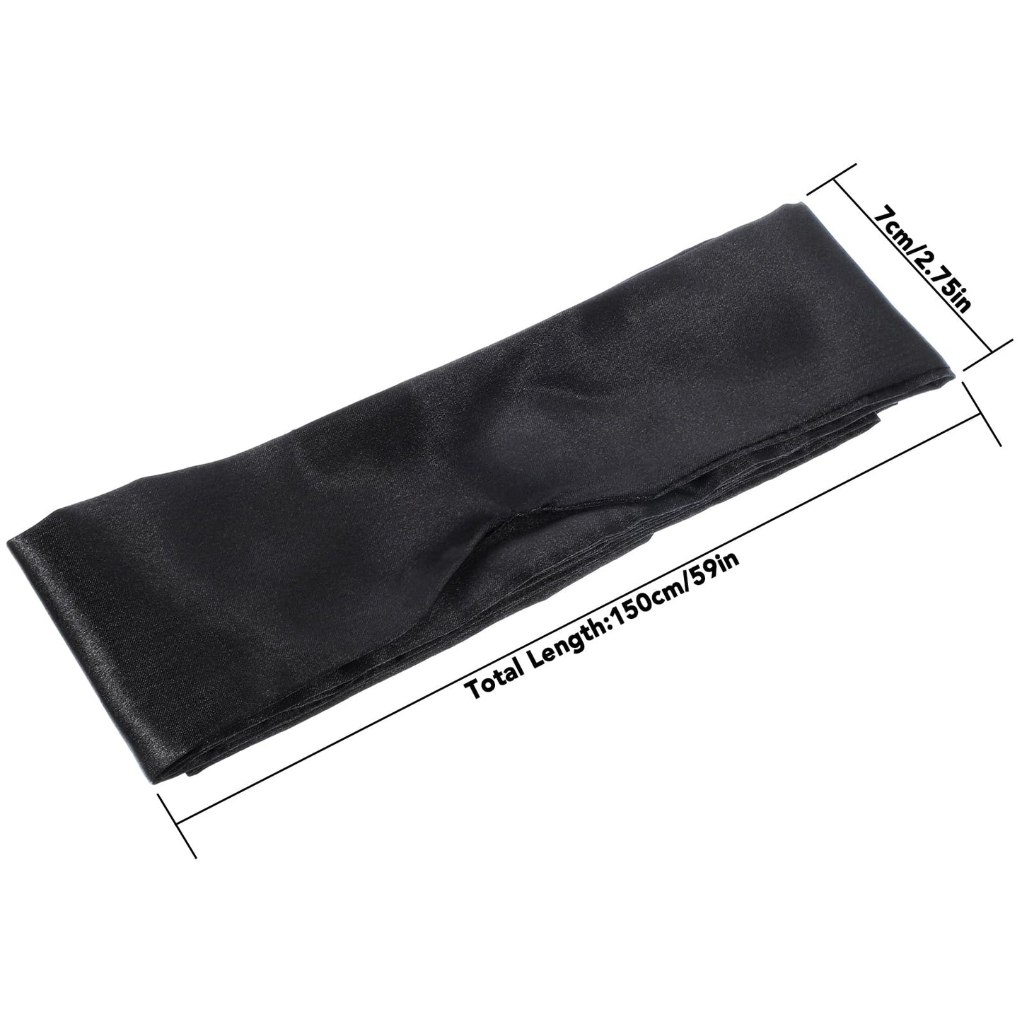 2Pcs Satin Eye Mask Sleep Mask, Adjustable Blindfold Soft Satin Eye Covers Blind Fold Valentine's Day Gifts for Women for Travel, Nap, Meditation,150cm/59inch (Black)