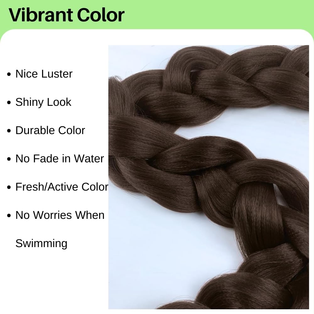Dark Brown Braiding Hair Pre Stretched 42 Inch for Knotless Braids Long Synthetic 4# Box Braiding Hair for Women