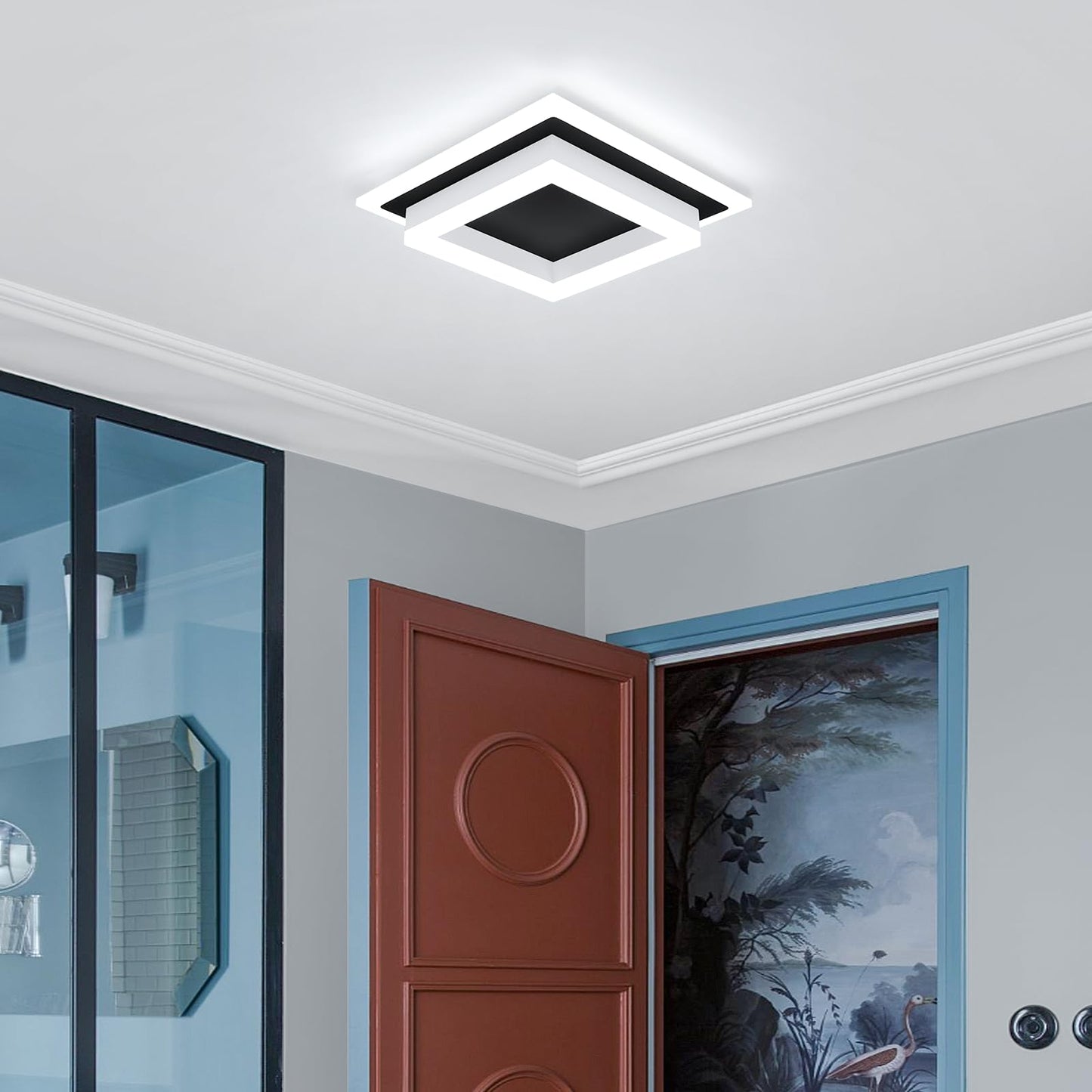 Eidisuny 32W Modern Led Ceiling Light Small Flush Mount Light Fixture Kitchen Ceiling Lighting Fixtures 6000K Square Hallway Lighting Fixtures For Living Room Bedroom Bathroom 2 Pack