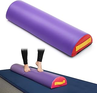 Arrowbash 24 Inch Foam Roller Half Round Gymnastics Balance Beam with Hook-and-Loop Back with Carry Handles Vinyl Surface ...