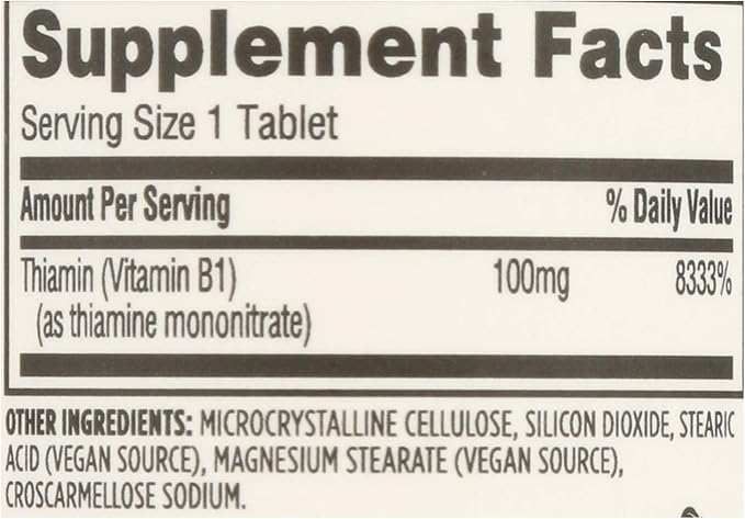 365 by Whole Foods Market, Vitamin B1 100Mg, 100 Tablets (Pack of 2)