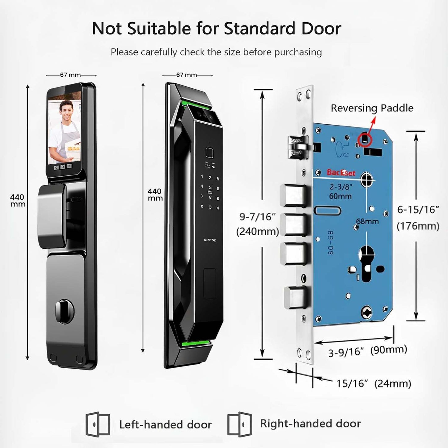 3D Face Recognition Smart Door Lock with HD Camera, Video Doorbell & Intercom β 7-in-1 Keyless Entry | Fingerprint, Palm Vein, Passcode, IC Card, Emergency Key, Tuya App Control, Easy Install | Alexa